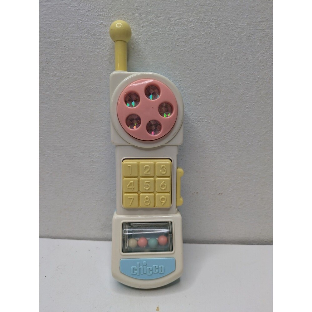 Chicco Vintage Telephone Baby Toy Retro 90s Pastel Holographic Mirror Rattle